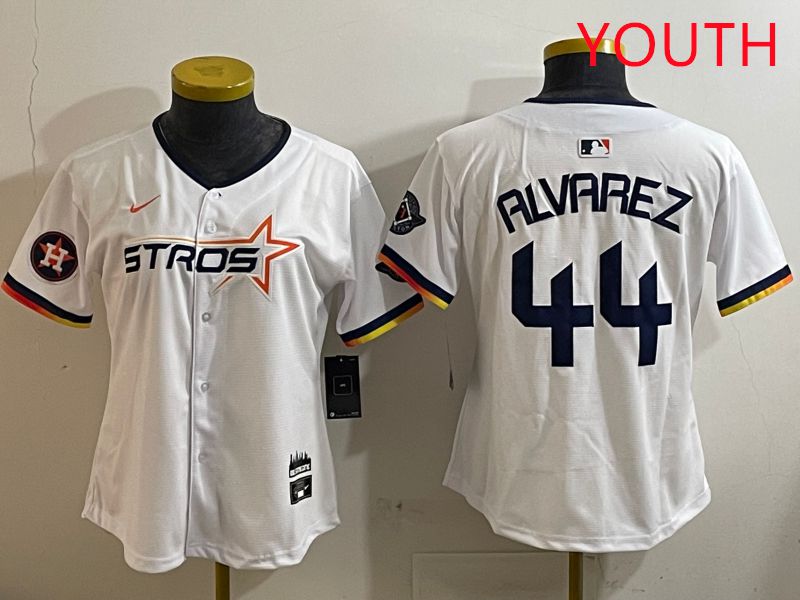 Youth Houston Astros #44 Alvarez White three generations Joint Name Nike 2025 MLB Jersey style 10